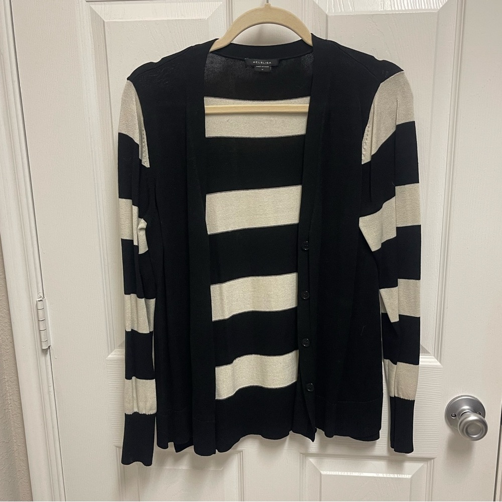 Mel & Lisa Striped Button Front Cardigan